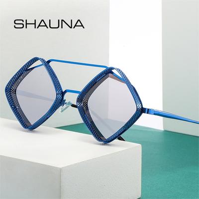 SHAUNA Retro Steampunk Güneş Gözlüğü Erkekler Metal Içi Boş Çerçeve Degrade Ayna Tonları UV400 Kadın Punk güneş gözlüğü