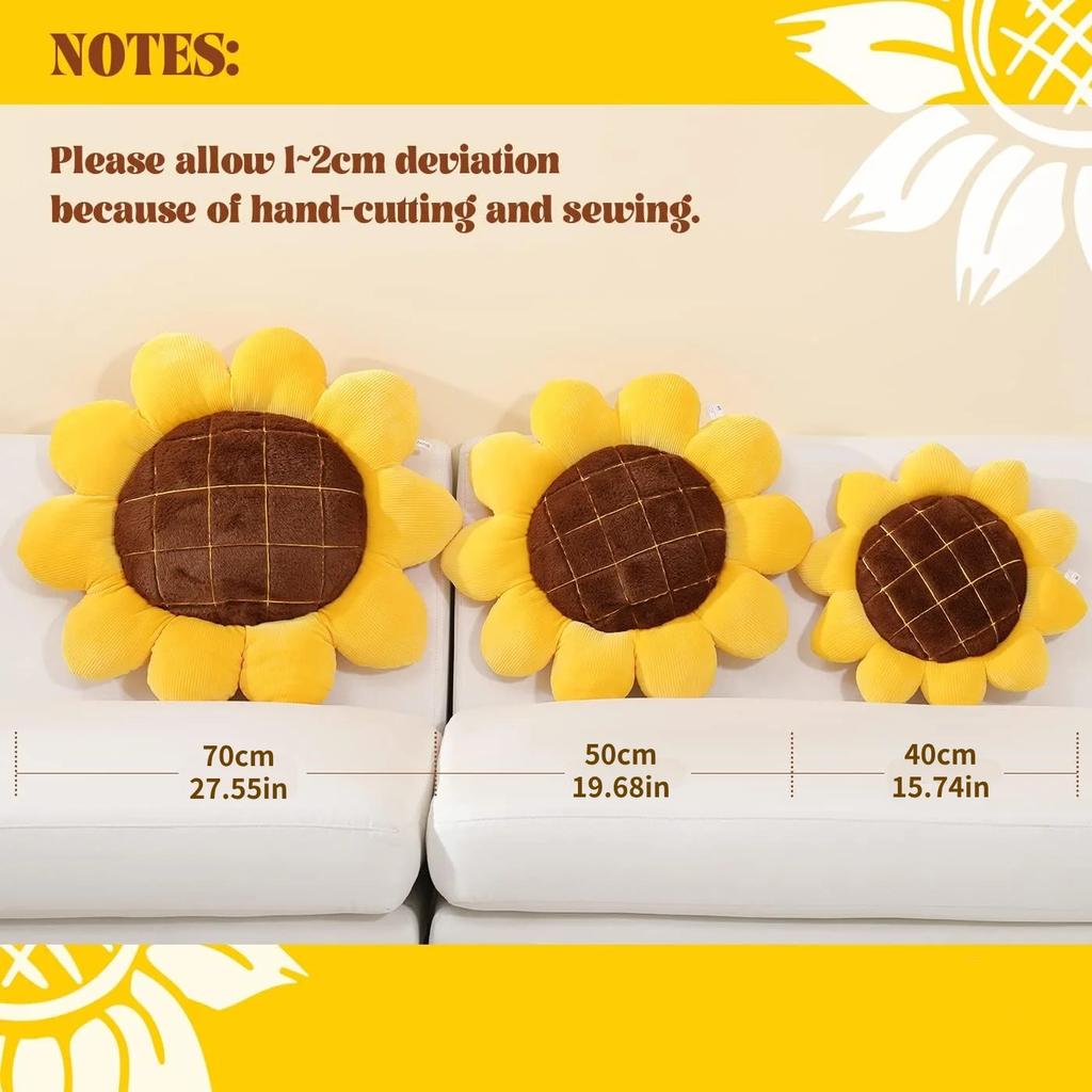 Cuscino Decorativo Girasole, Cuscini a Forma di Fiore Cuscino da Terra Cuscino per Seduta, Cuscino per Seduta, Carina Decorazione per la Stanza e Cuscino Peluche per Letto