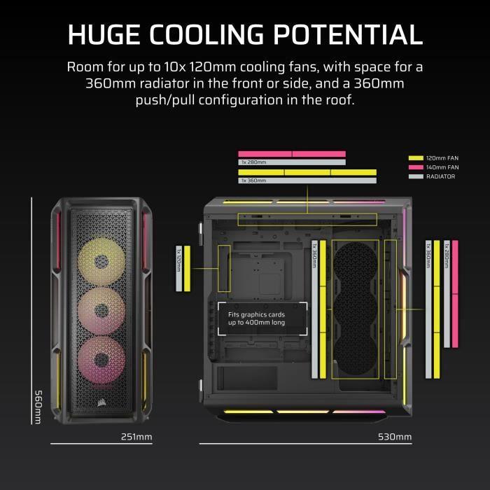 PC Case - CORSAIR - iCUE LINK 5000T LX RGB Series - Mid-Tower - Black