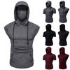 Stylish Men's Hooded Pullover T Shirt Tank Top With Protective Mask For Active Wear