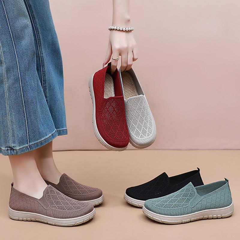Women's Shoes Summer Mesh Breathable Casual Shoes Comfortable Versatile Single Shoes Soft Sole Mother Shoes Lazy One Pedal Net Shoes