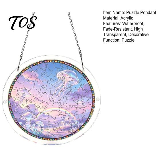Non Fragile Glass Alternative 7.48 Inch Circular DIY Puzzle Suncatcher, Acrylic Stained Style Window Hanging Ornament, Crafts for Adults Waterproof