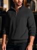 Men S Casual Vintage Half Zip Knit Sweater Loose Fit Long Sleeve Pullover