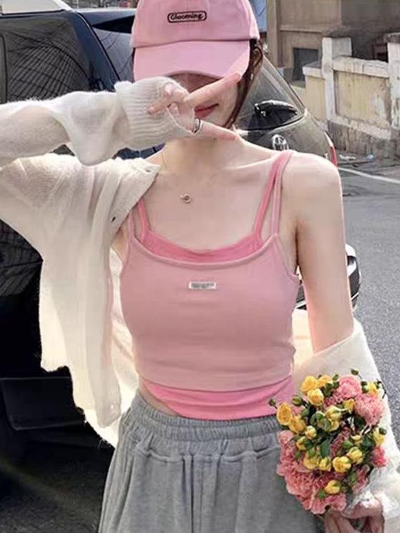 Süßes & Würziges Damen Zweiteiler Camisole Weste: Neues Sommer-Schlankmachendes Sexy Ärmelloses Oberteil mit Taillenschnürung