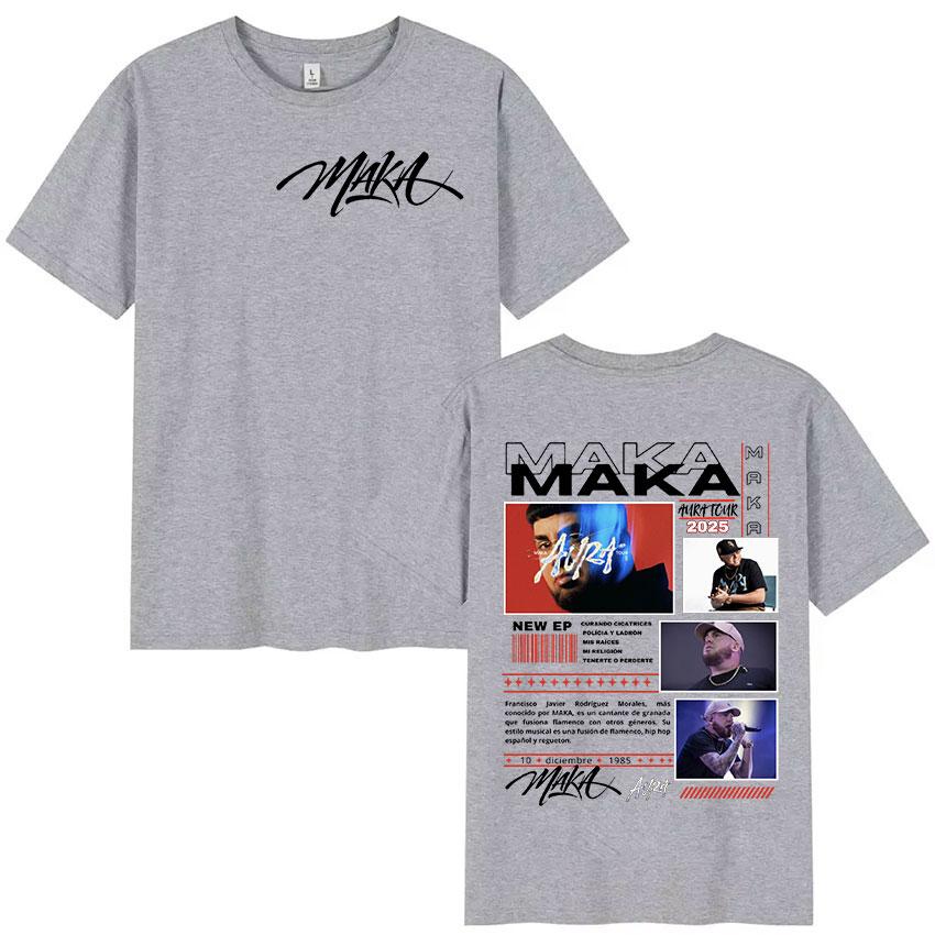 Maka Aura Tour 2025 Album Print T Shirts Mens Hip Hop Retro Style Short Sleeve Tshirt Rap Unisex Gothic Clothing Cotton Tshirt