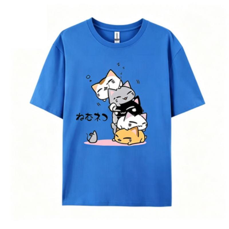 New summer style Korean version pure cotton shortsleeved top Unisex loose fit cartoon design versatile suitable for both Unisex wome