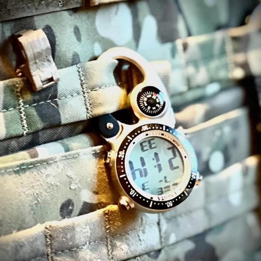 Dakota Pocket Watch with Carabiner, Digital, Waterproof, Alarm, Stopwatch, Timer, Compass, for Outdoor Activities, Camping, Hiking, and Travel