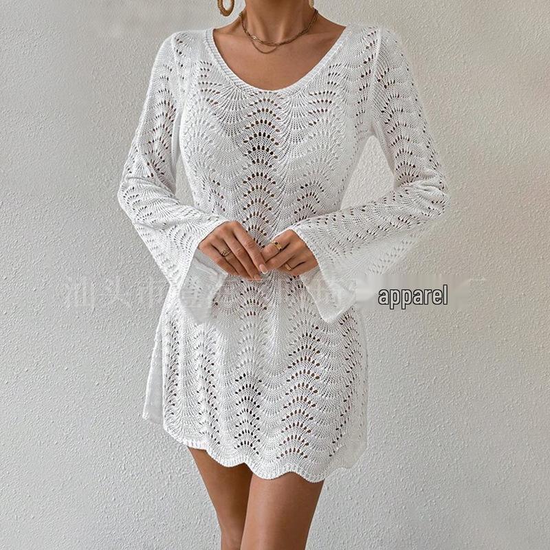 European Lace Knit Beach Cover-Up: Sun-Protection Bikini Pullover, Sexy Loose Design