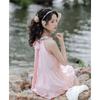 Summer Sweet and Gentle Temperament Vacation Pink Loose Sleeveless Neck Mid-length Dress