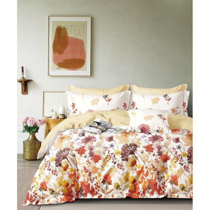 Parure de couette "Imprimé double face" percale de coton peigné 80 fils/cm² pour lit 140 à 160 - TH-31-25 -