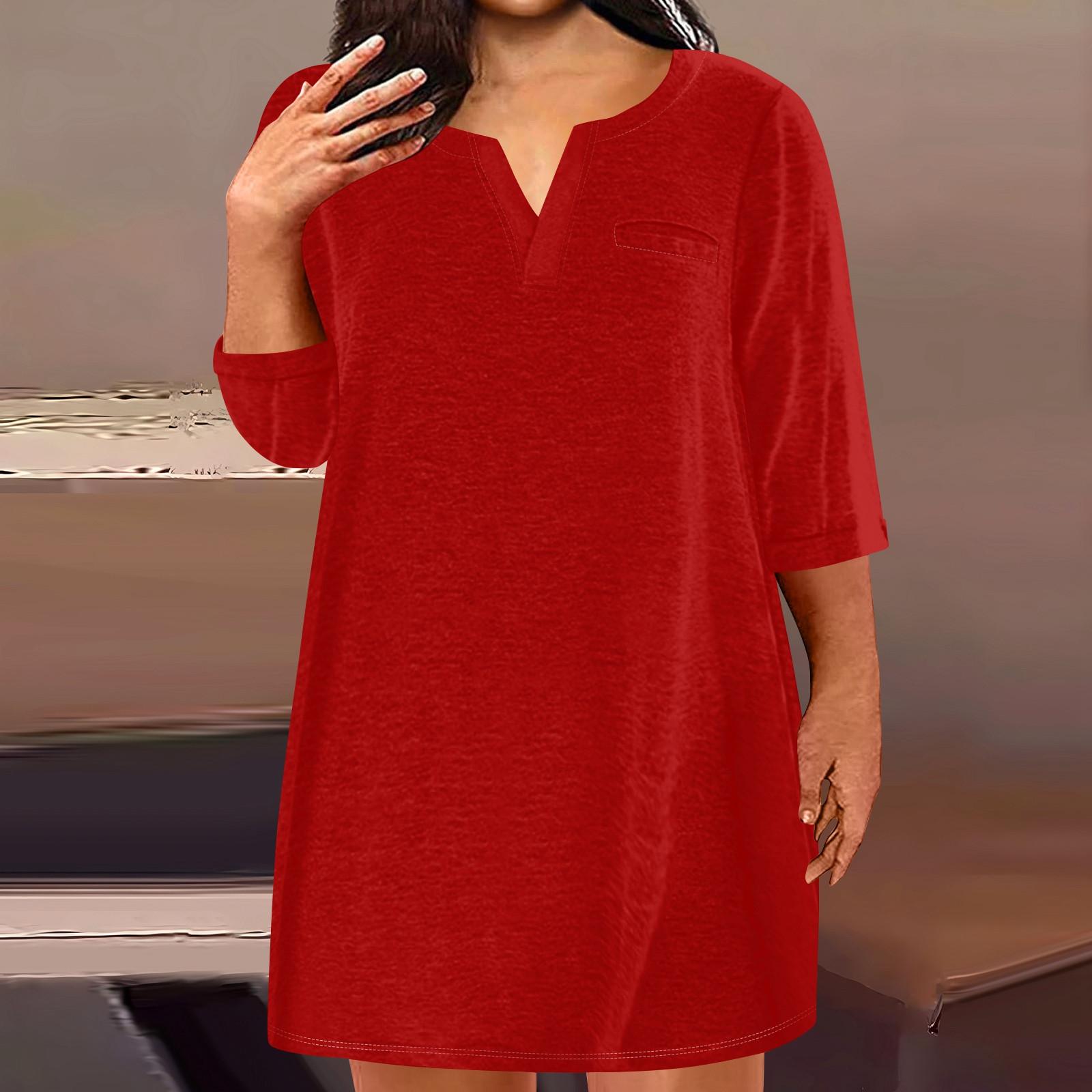 Женская мода большого размера с v-образным вырезом и семью рукавами — фото 8