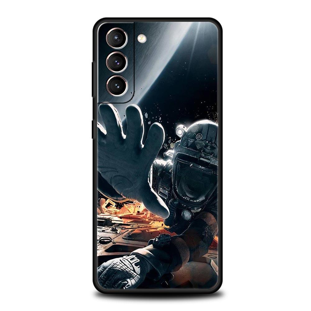 Cute Astronaut Moon Phone Case For Samsung Galaxy S23 S22 S21 S20 FE Ultra 5G S10 S10E S9 S8 Plus 10 20 Silicone Cover Bumper
