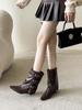 Autumn and Winter New Pointed Wedge Inner Temperament French Fashion Belt Buckle Trousers Short Boots