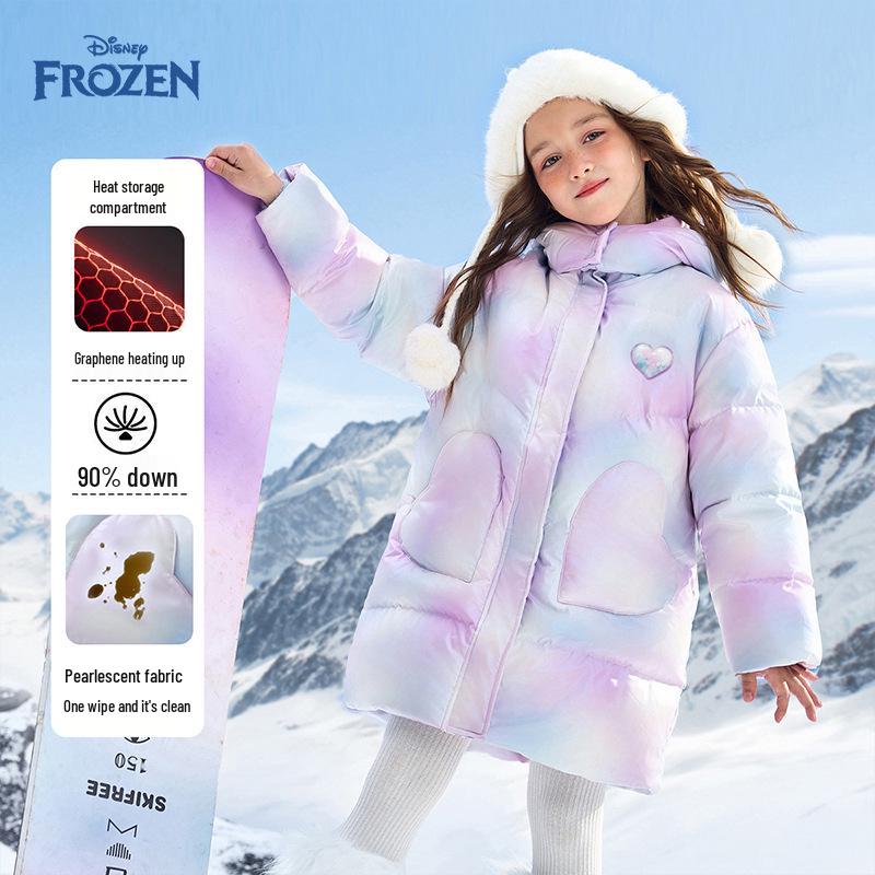 

Disney Kids Elsa Princess Mid-Length Down Jacket for Girls 120cm [Fill: 97g]