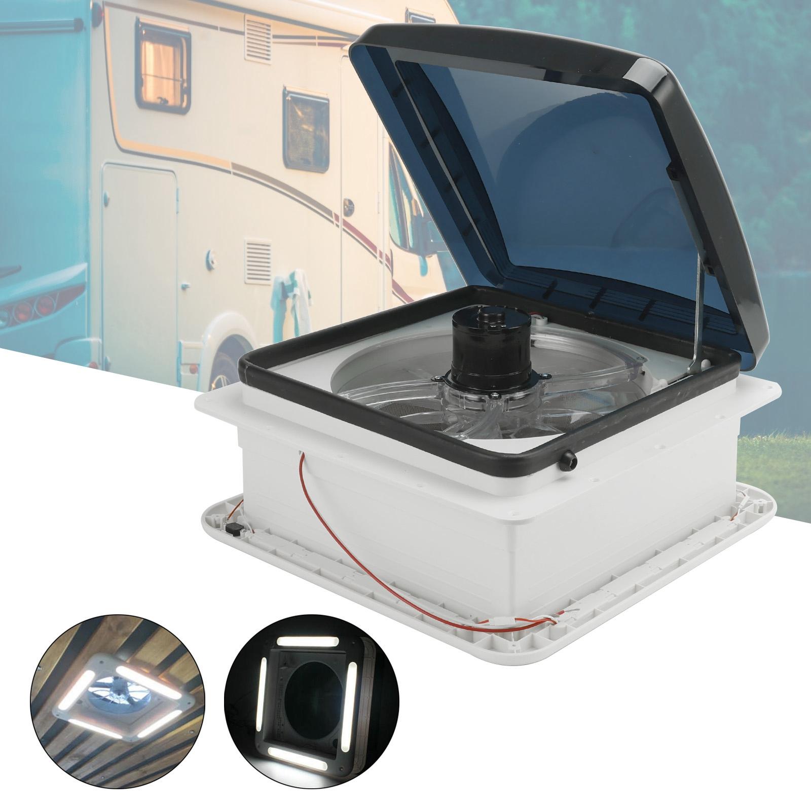 

14 RV Caravan Roof Vent 3-Speed Motor RV Fan 12V Skylight With LED Light