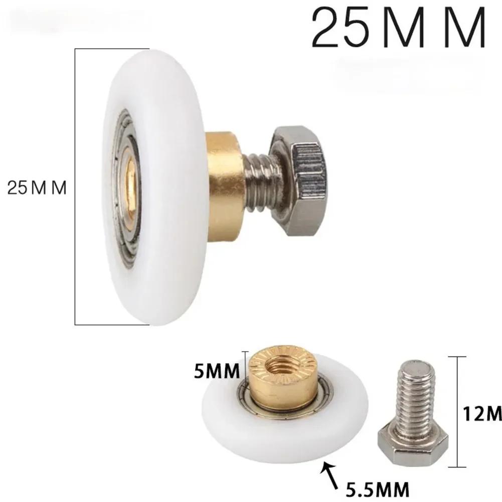 Badezimmer Raum Duschwand Rollen Riemenscheiben Räder Kupferrolle Glastür Nylon Einzel Schiebetür Mit 4 Schrauben Zubehör