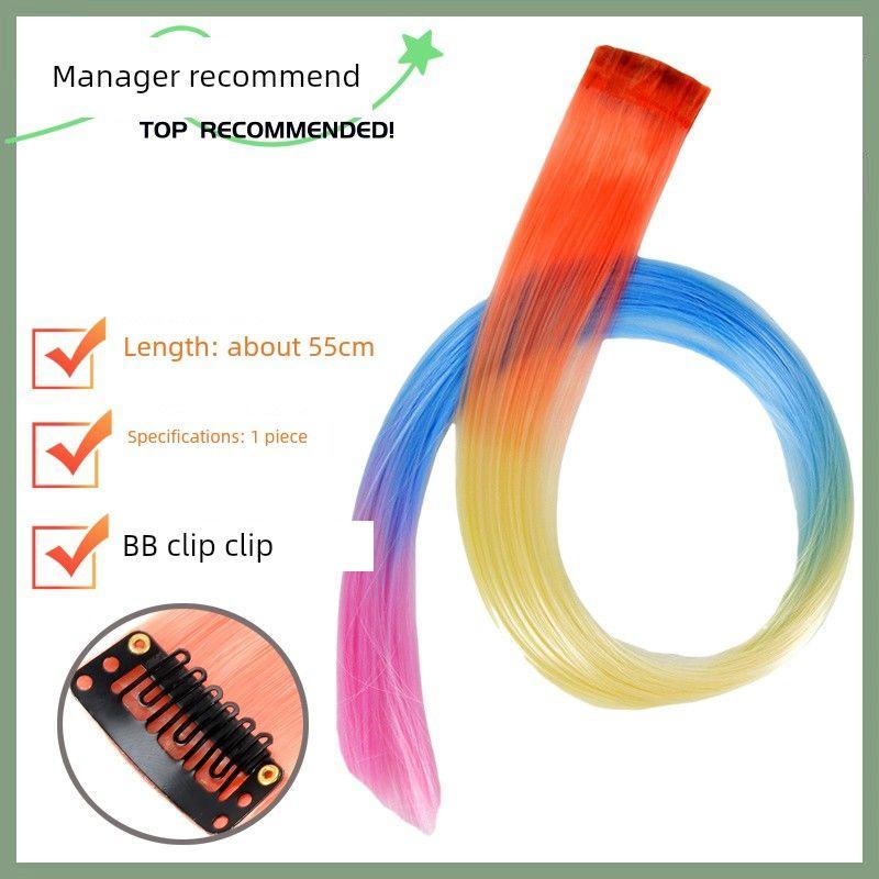 

Long Color Hair Piece Hair Extension Strip Bundle Wig Set Female Straight Hair Can Be Permed Seamless Hair Extension Gradient Color Artificial Hair