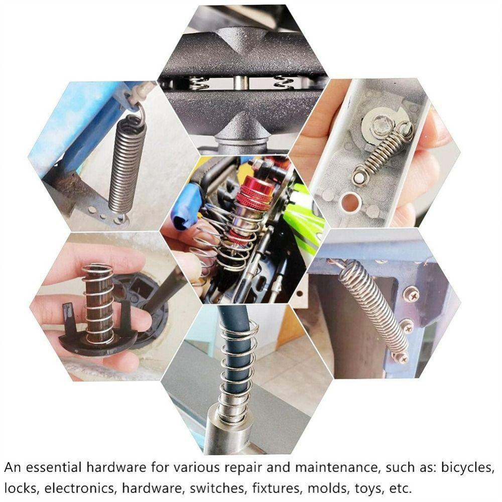 200PCS Mixed Size Compression Spring Kit Stainless Steel Boxed Extension and Compression Springs Kit Repair Tool Silver