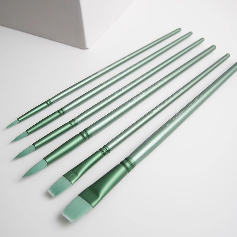 Wheat Nylon Hair Flat Head Brush Set for Digital Oil & Watercolor Painting