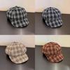 Vintage Plaid Octagonal Hat For Women With Sun Protection And Breathability For Spring And Autumn Fashion