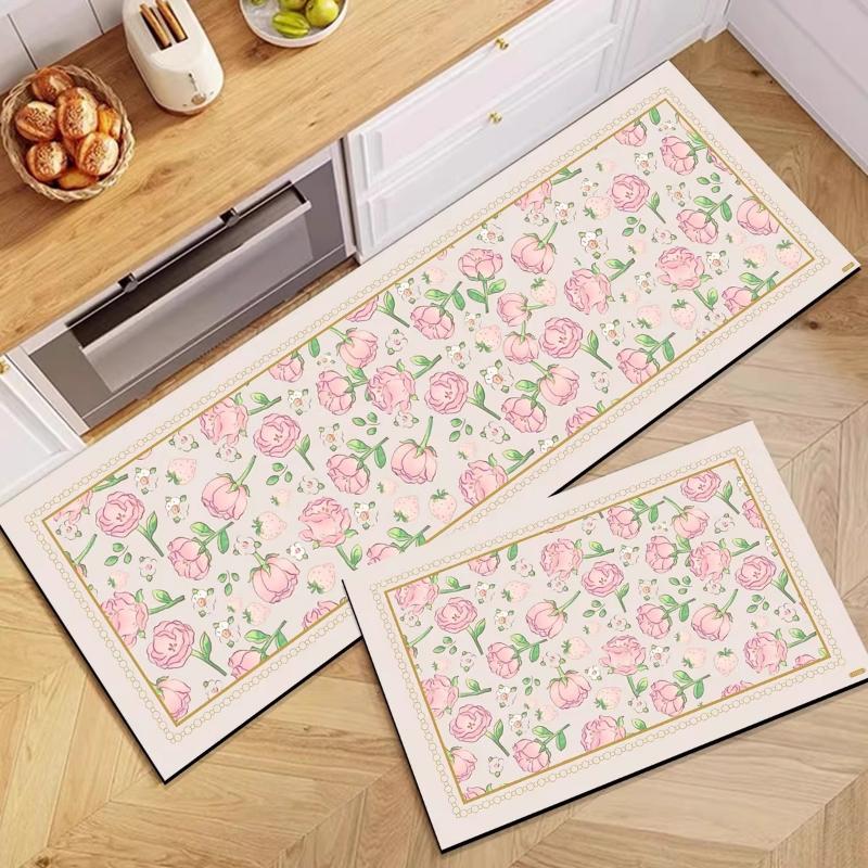 Kitchen Rug Diatom Mud Mat Pastoral Print Carpet Absorbent Non-Slip Floor Mats Long Size Rugs Home Decoration Alfombra De Cocina