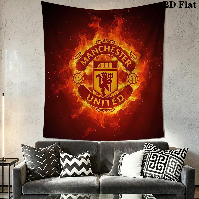 Man Utd J Wall Hanging Printed Fabric Blanket Decorative Tapestries for Bedroom Living Room Home Decor