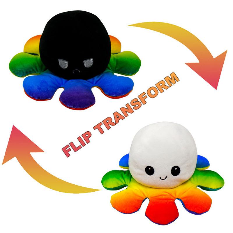 Flip Octopus Doll, Flip Octopus Octopus Plush Toy Double Sided Flip Doll