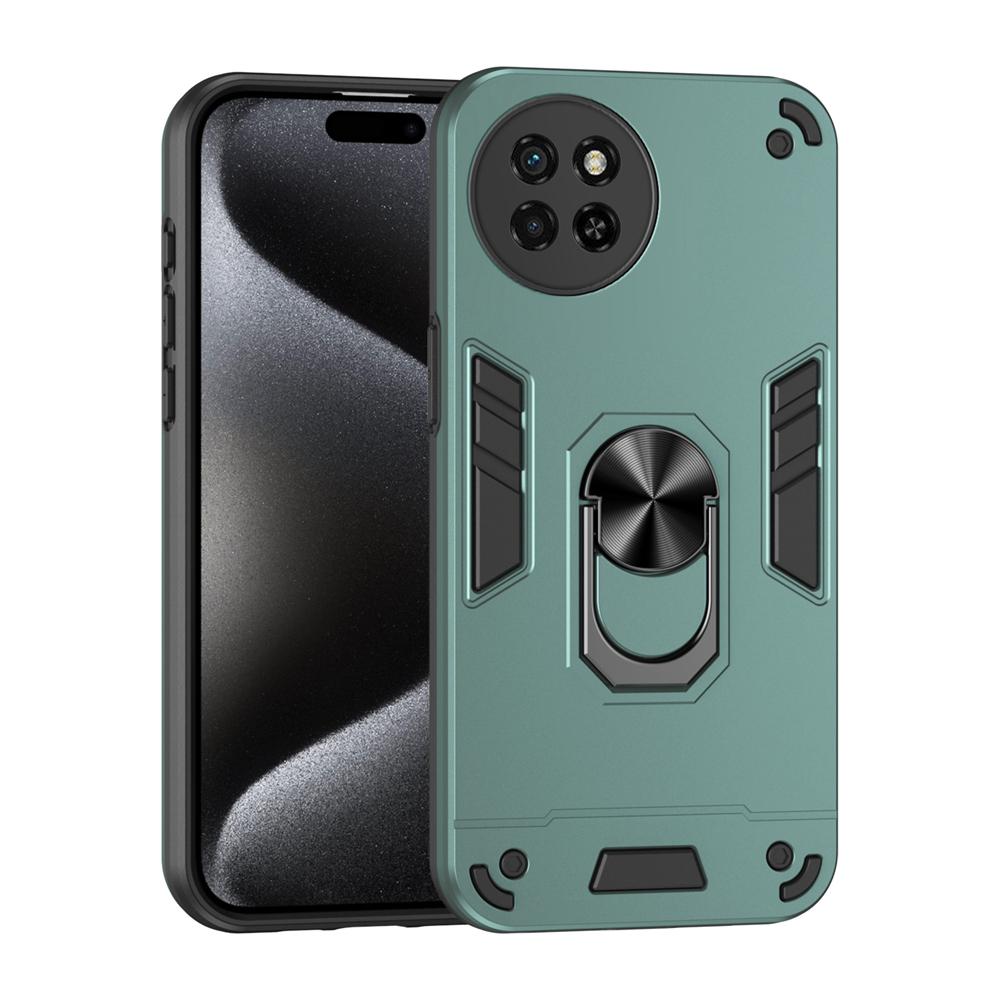 KEYSION Shockproof Armor Case for Itel S23+ Soft Silicone+PC Camera Protection Ring Stand Phone Back Cover for Itel S23 Plus