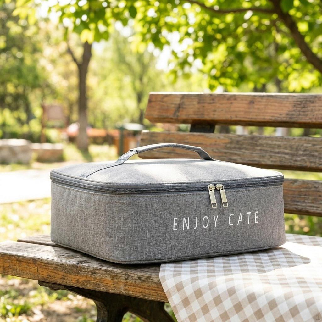 Isolierte Lunchbox mit doppeltem Reißverschluss, wasserdicht, als Tragetasche, für den Lebensmitteltransport auf Reisen und im Freien