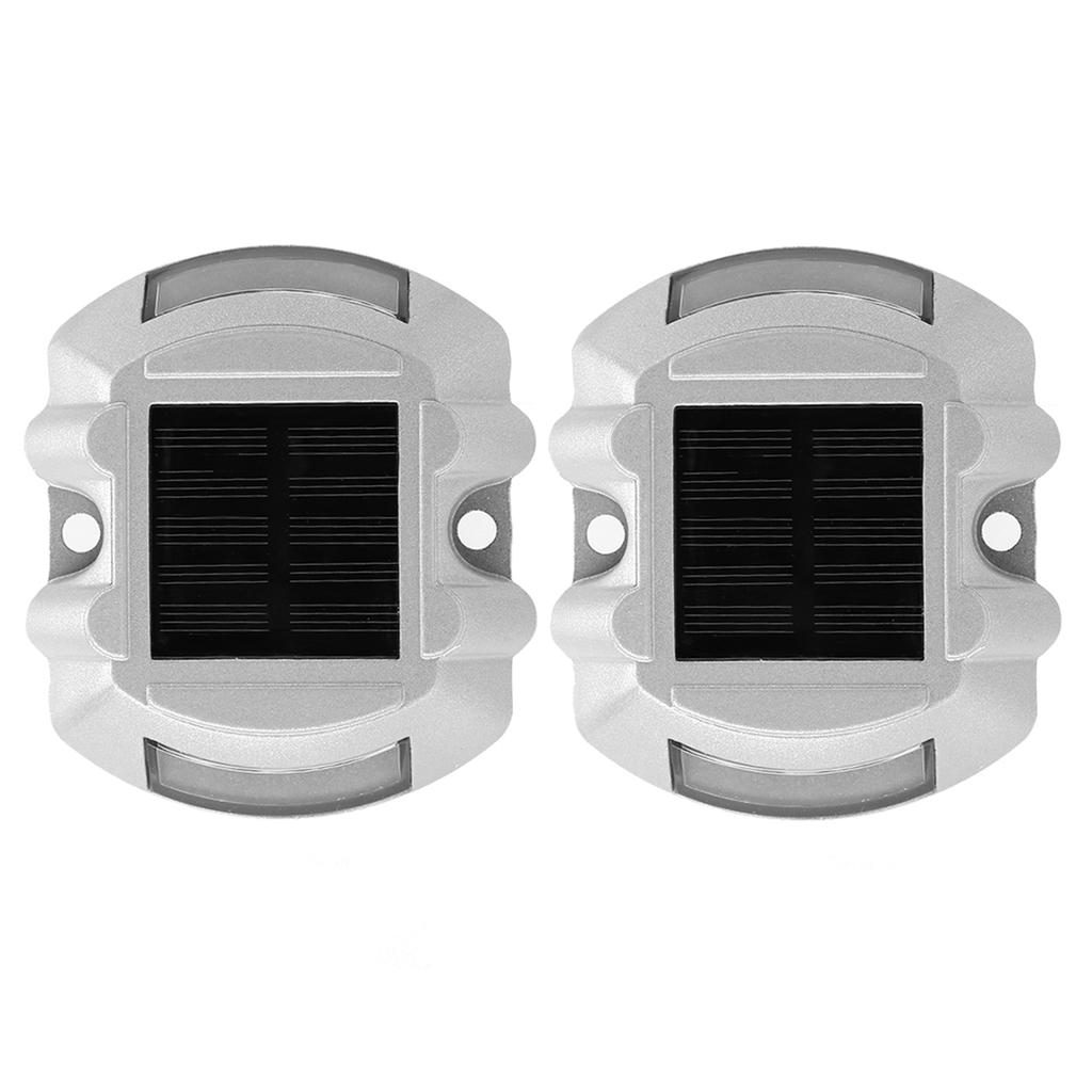 2pcs 6 LED Solar Road Stud Lights Ground Garden Lawn Deck Pathway Outdoor Waterproof Lamps