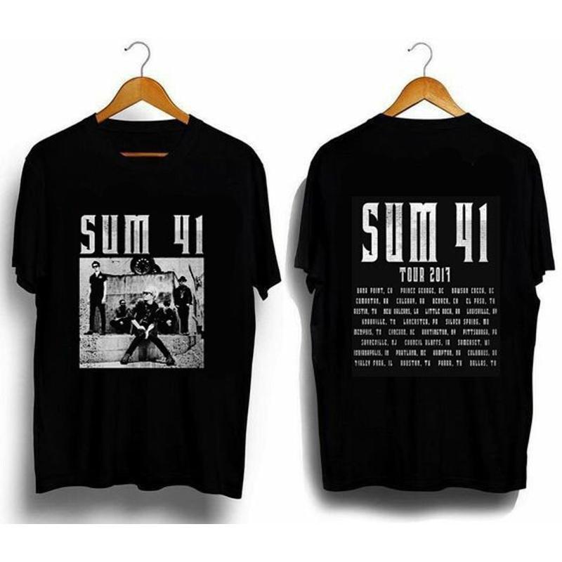 Nachgedrucktes Sum 41 Tour 2917 Schwarzes T-Shirt 2 Seiten Geschenk für Fan Te2327