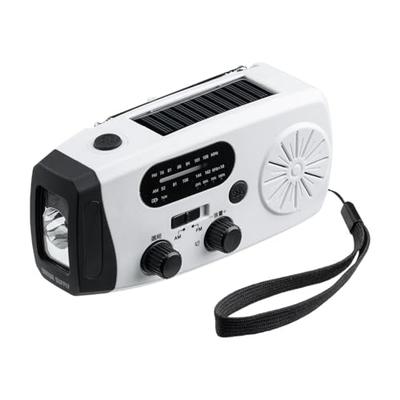 Sanwa Direct 800LED100 Multi-Function Emergency Radio with Solar/Hand Crank/USB Charging, FM/AF, LED Light, SOS Alert, 4000mAh Battery, Emergency Radi