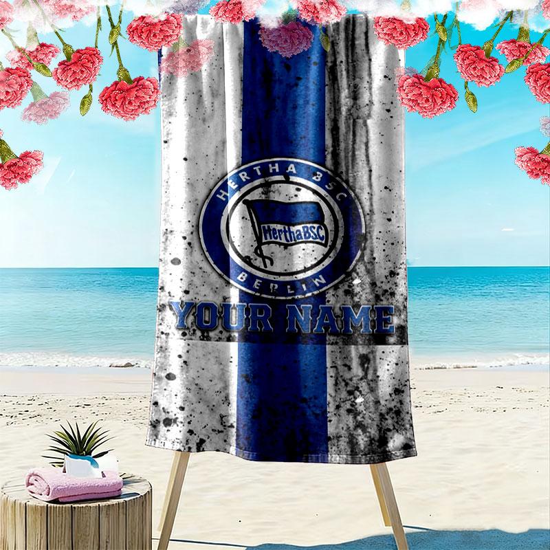 Hertha BSC Custom Name Print Beach Towel, Large Soft Quick Dry Towel for Beach Camping Swimming