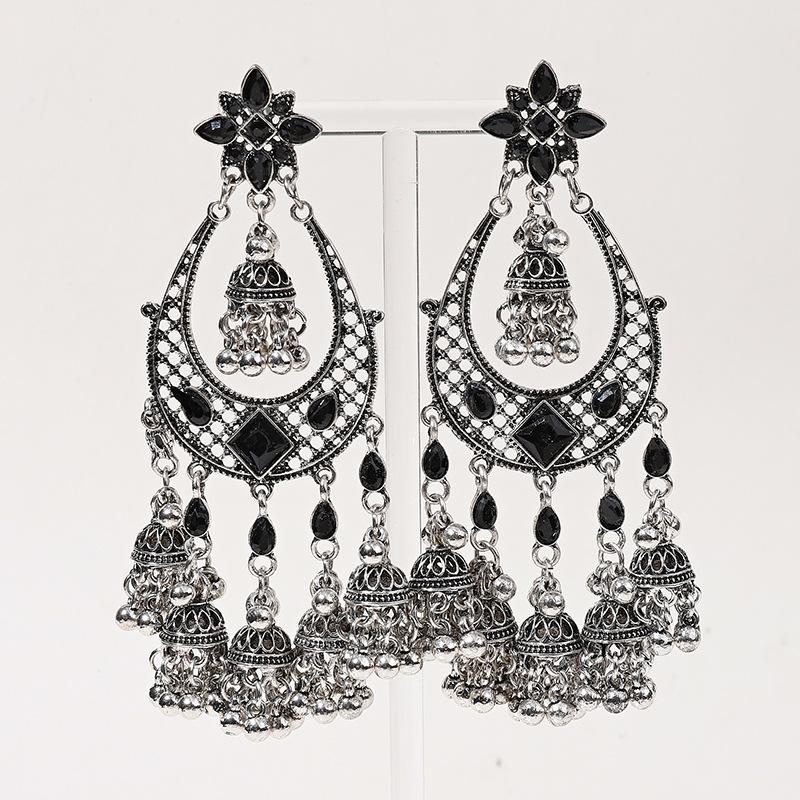 

Women Tassels Long Bells Birdcage Earrings Retro Jewelry Accessorie чёрный