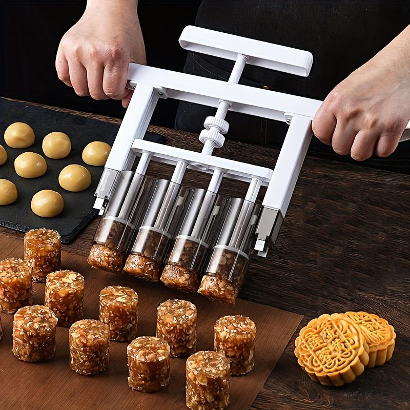 Snadno lisovatelný výrobník měsíčních koláčků, 1 ks, Perfektní na broskvový koláč, koláčky z fazolí mungo, Pečicí nástroj se snadným vyjímáním s nastavitelným rozdělovačem náplně 20-100G