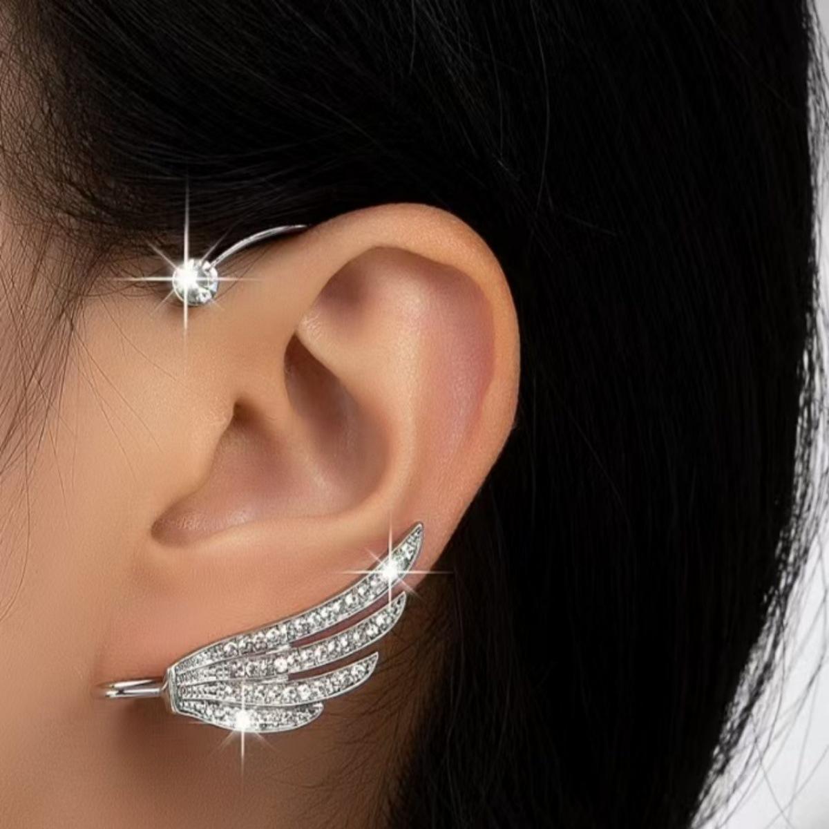 Butterfly Flower Tassel Rhinestone Wing Ear Cuff - No Piercing Clip On