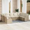 VidaXL 9-piece Garden Sofa Set with Beige Cushions Poly Rattan 3346201