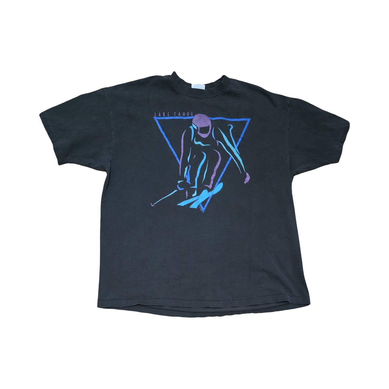90s Vintage Skiing Shirt Lake Tahoe Ski Single Stitch Shirt XL Unisex T-Shirt M