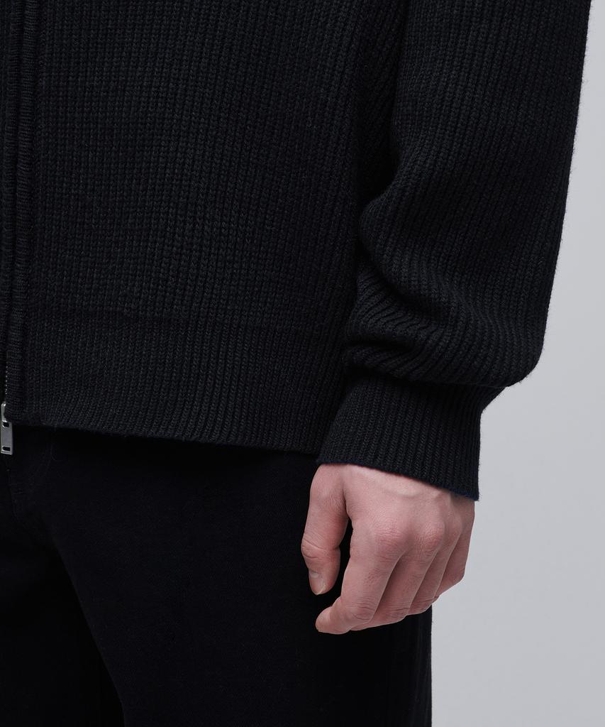 Musinsa Standard Relaxed Ribbed Knit Zip-Up [Black]