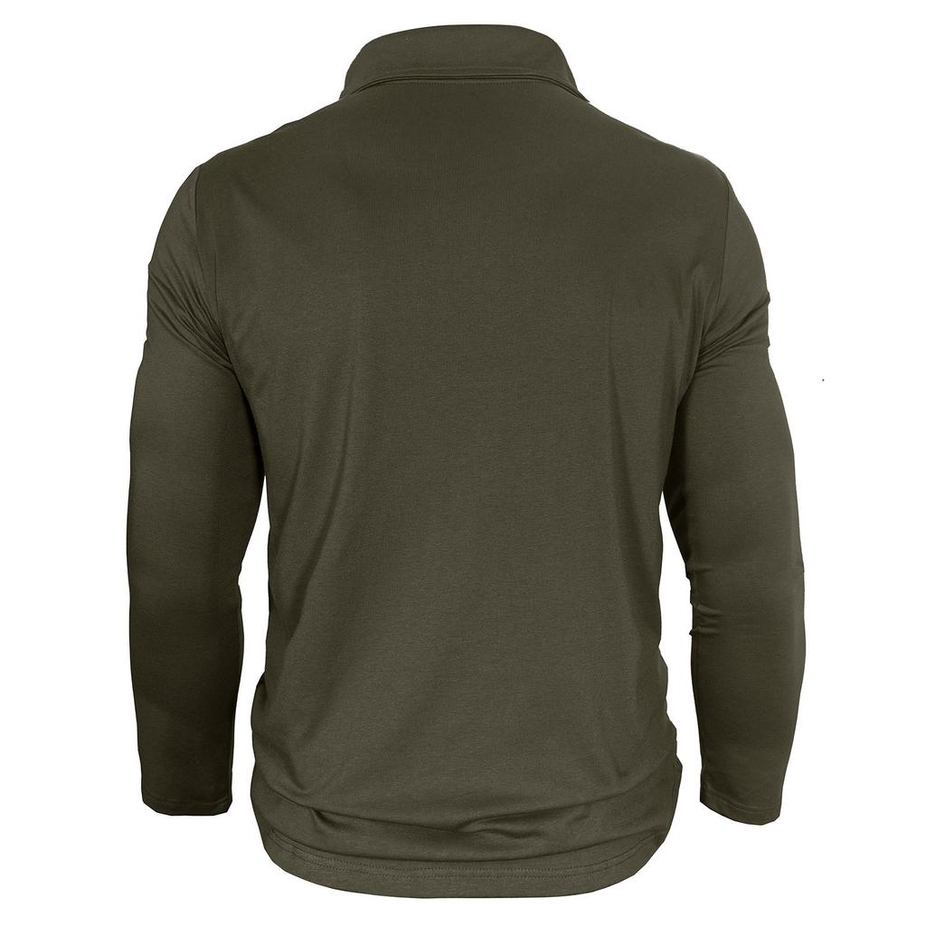 Men's Cotton Solid Color Shirt - Long-Sleeve, Spread Collar, Pocket - Outdoor Casual  Top