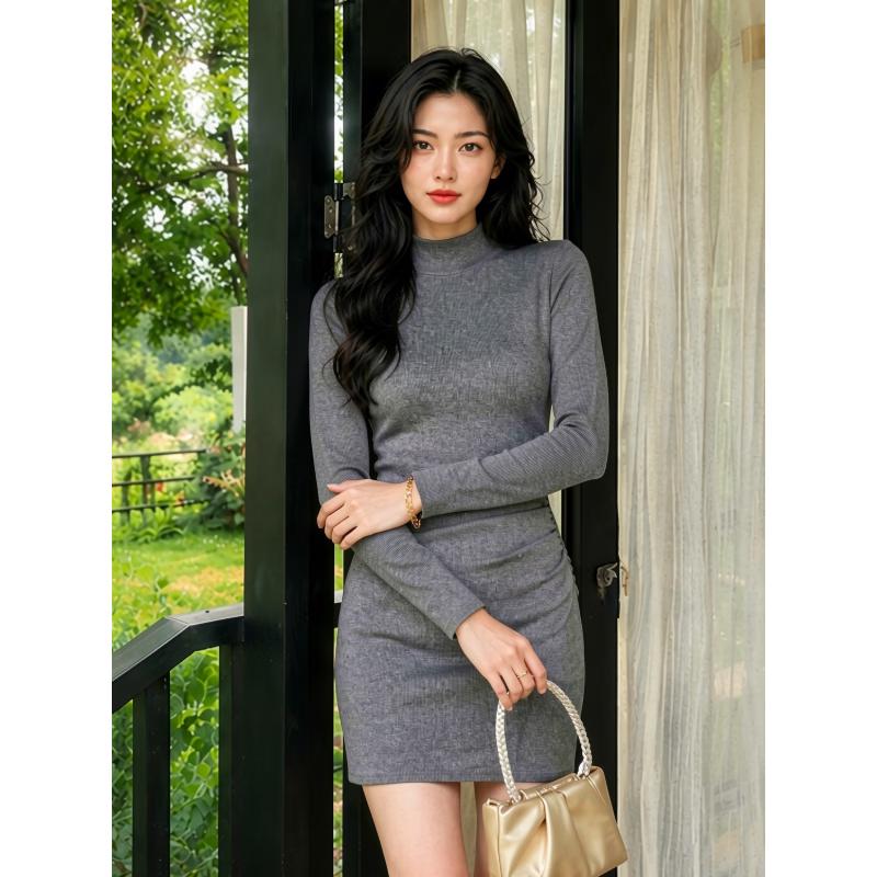 Basic House Women's Long Sleeve Bodycon Dress