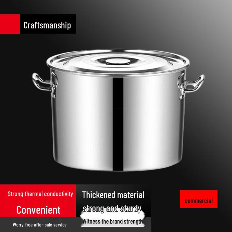 SuLei Commercial Heavy-Duty Stainless Steel Round Stock Pot with Lid