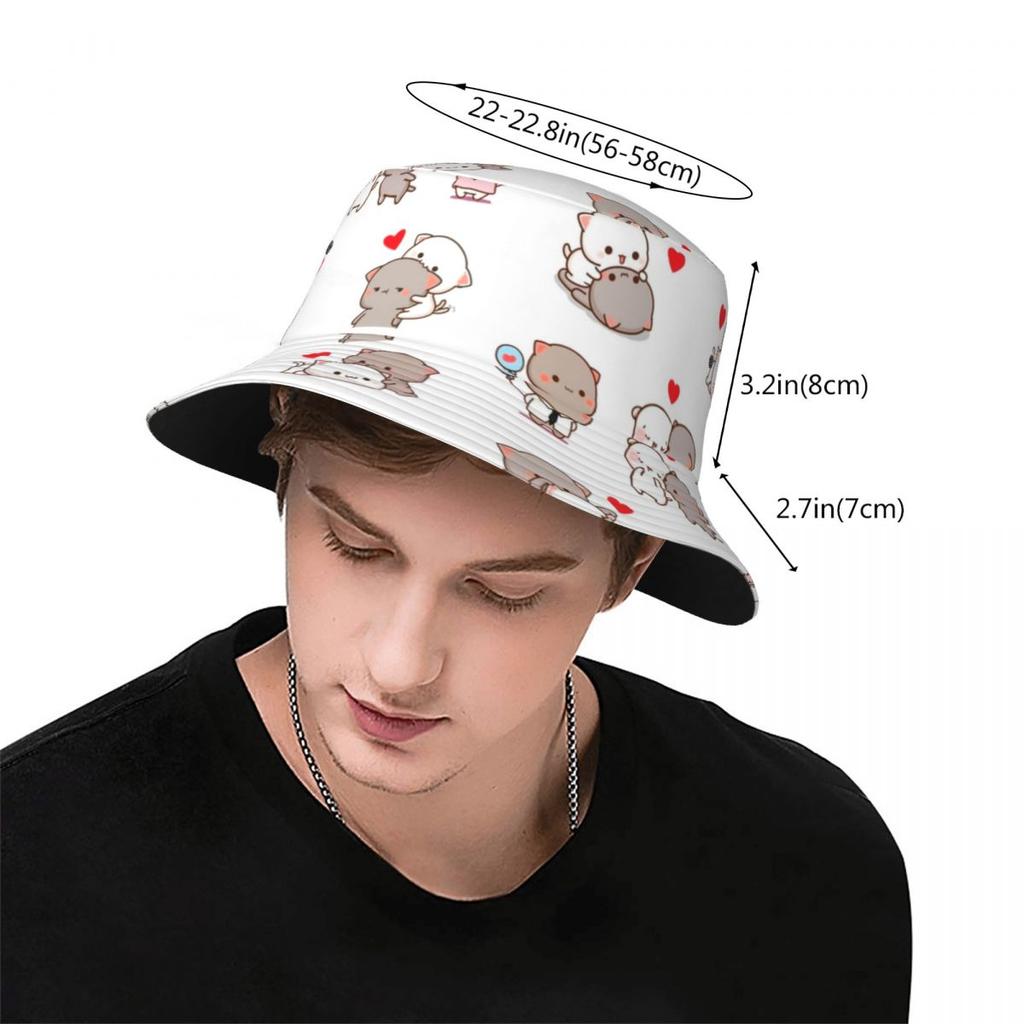 Unisex Bucket Hat Mochi Peach Cat Peach And Goma Hot Summer Headwear Packable Outdoor Sport Fisherman Cap Bob Dropshipping