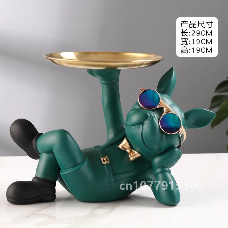 Bulldog Animal Figurines,Home Decoration Accessories,Table Ornaments,Storage Tray,Dog Model Statue,Sculpture Living Room Decor