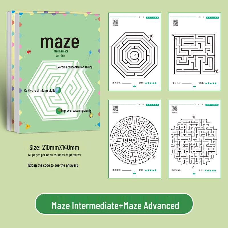 Children's Maze Book: Whole Brain Thinking & Intelligence Development for Ages 3-6 with 8 Focus Puzzles