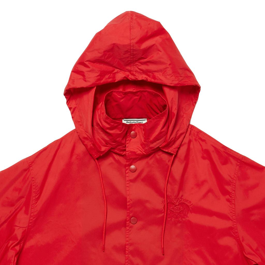 Onitsuka Tiger Coach Jacket Solid Color Hooded Single-Breasted Long Sleeve Jacket Unisex Jacket Red 2183B317-600