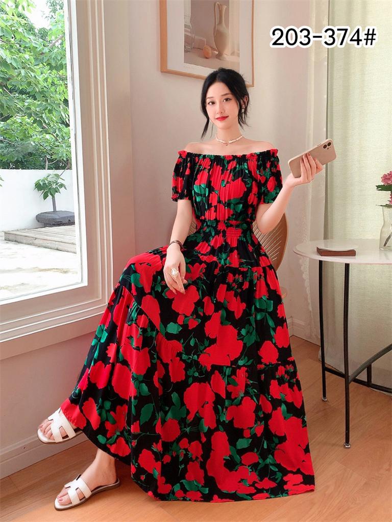 Off-Shoulder One-Neck Cotton Silk Dress Children's Summer Dress Bohemian Island Vacation Dress Travel Beach Dress