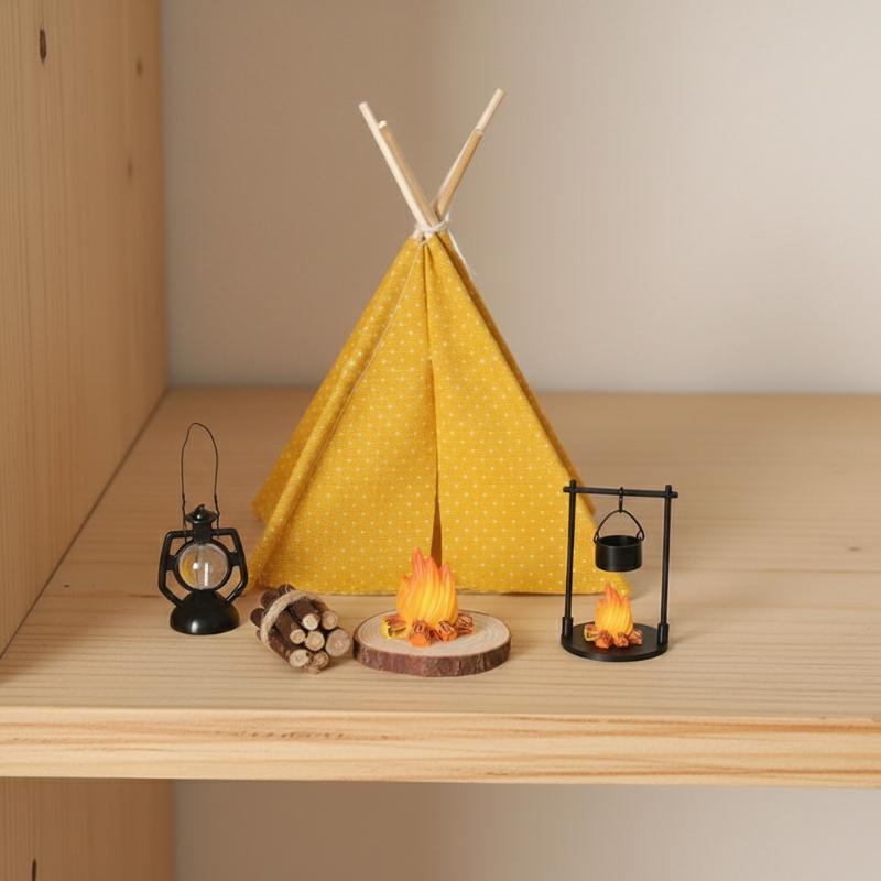 1:12 Scale Camping Tent Model Decoration Simulated Outdoor Tent Ornament Miniature Scene Accessories Doll Small Tent Toy