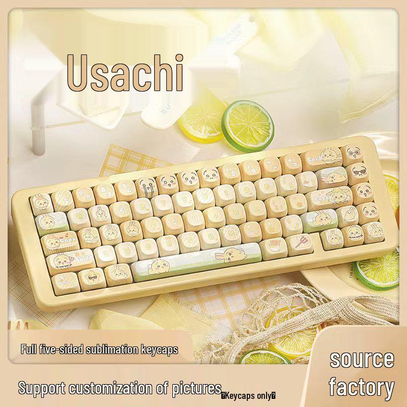 Chiiwaka Usagi-Themed Keycaps: Five-Sided Dye-Sublimation, MOA-Compatible for Mechanical Keyboards