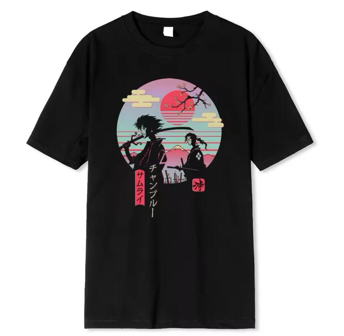 Anime Samurai Champloo T Shirt Graphic Tee Japanese Harajuku Gift Cotton L